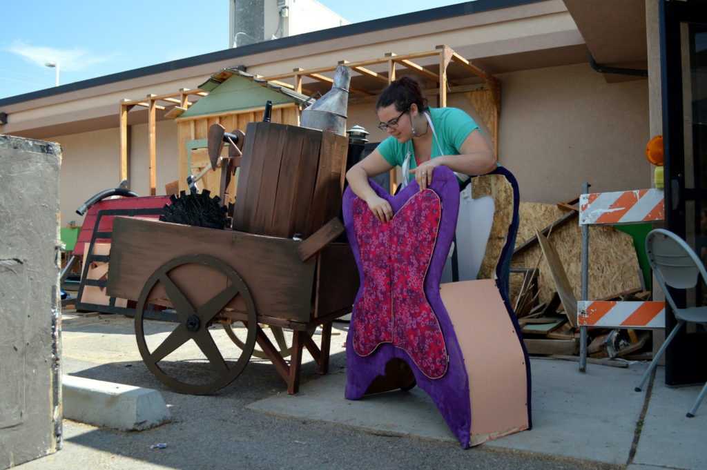 Maurice's invention and Mariah Knittle putting touches on the wardrobe. Photo: Nicole Kunze