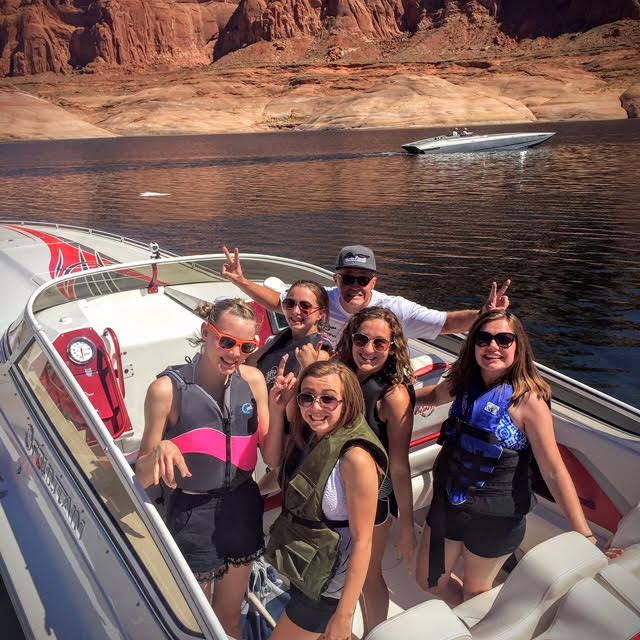 A fast boat in the Lake Powell Challenge, a fundraiser for the JDRF. Photo courtesy of the Taylor family